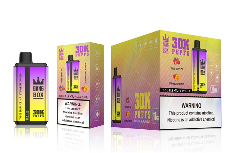 Bang Box Vape Price - Bang Box 30000 vdihov dvojnih okusov led iz treh jagod in jagodni mango 4PNRF867