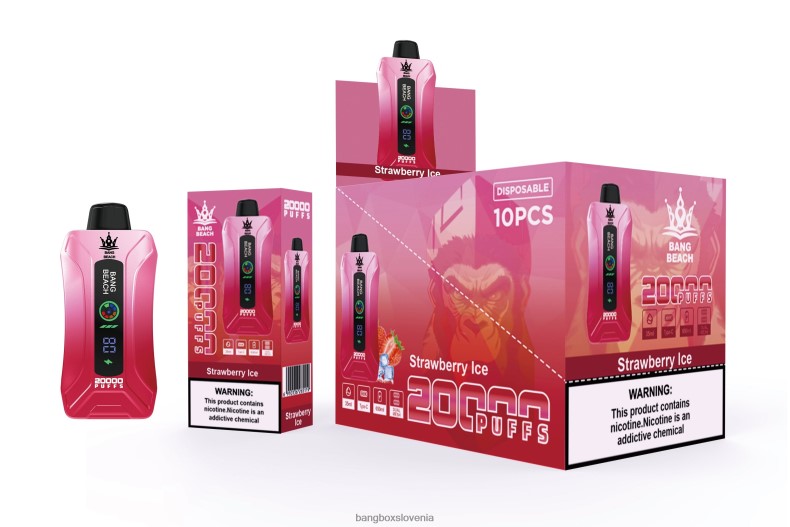 Bang Box Ljubljana - Bang Beach Vape s pametnim zaslonom z 20000 vpihi jagodni led 4PNRF86