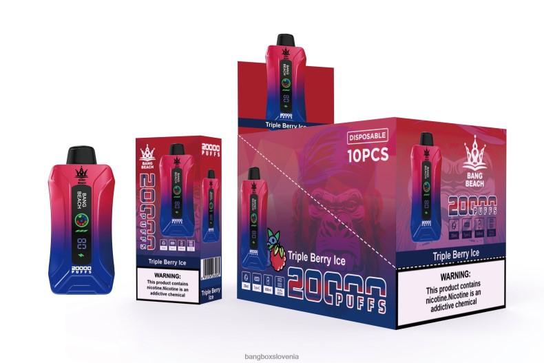 Bang Box Vape Cena - Bang Beach Vape s pametnim zaslonom z 20000 vpihi trojni jagodni led 4PNRF88
