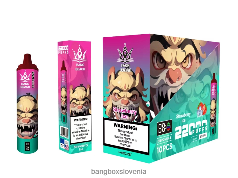 Bang Box Vape Cena - Bang Beach Pametni zaslon z 22000 vpihi jagodni led 4PNRF820